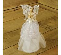 23cm Fabric Angel Christmas Tree Topper White