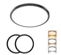 23CM LED Ceiling Light 18W 1800LM 3CCT IP54 Bathroom light Black 2 Pack | 3000K/4000K/6500K 3 Color Temperature, IP55 Round Waterproof Bathroom Light for Bathroom Bedroom Kitchen Hallway Living Room