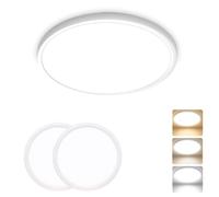 23CM LED Ceiling Light 18W 1800LM 3CCT IP54 Bathroom light White 2 Pack | 3000K/4000K/6500K 3 Color Temperature, IP58 Round Waterproof Bathroom Light for Bathroom Bedroom Kitchen Hallway Living Room