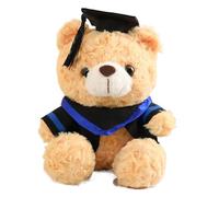 23cm Plush Graduation Bear with Unique, Light brown bear, B | Small Sitting Bear for Celebrating Student Home Decoration and Graduation Gift, Commemorative Teachers
