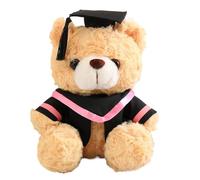 23cm Plush Graduation Bear with Unique, Light brown bear pow | Small Sitting Bear for Celebrating Student Home Decoration and Graduation Gift, Commemorative Teachers