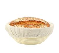 23cm Round Banneton Proofing Basket - Natural Rattan Sourdough Proving Basket With Linen Cloth Liner for Bread Making, Dough Rising - Professional Home Bakers