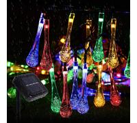 (23Ft 50LED) Solar String Lights Outdoor, 30 LED 6M/20Ft Raindrop Solar Powered Fairy Lights Waterproof 8 Modes Multicolour Festival