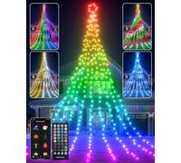 23FT Outdoor Christmas Decorations Star String Lights, Smart RGB Led Tree Lights Waterfall DIY Preset Scenes App Remote Control Large Unique Yard Lights for Outside Roof Home Xmas Holiday Decor