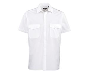 (23in, White) Premier Mens Short-Sleeved Pilot Shirt