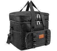 23L Large Cooler Bag with Hard Liner Double Layer Large Capacity Camping Thermal Bag for Family Outdoor Activities Camping、BBQ Picnic Lunch Bags Box for Car and Work(black)