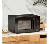 HOMCOM 23L 800W Microwave Oven, Solo Manual Microwave with 5 Power Levels, Defrost, 35 Minutes Timer, Clock, Easy Clean, Small Black Microwave