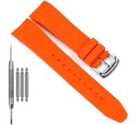 23mm Curved End Replacement Band Compatible with Citizen Eco-Drive Weekender Men's Sport Strap AW1158-05L AW1150-07E Silicone Rubber Replacement Wirstband (Orangestrap Steelbuckle, Millimeters, 23)