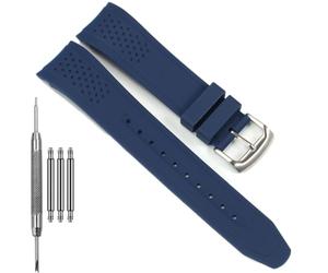 23mm Curved End Replacement Band Compatible with Citizen Eco-Drive Weekender Men's Sport Strap AW1158-05L AW1150-07E Silicone Rubber Replacement Wirstband (Bluestrap Steelbuckle, Millimeters, 23)