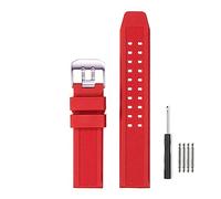 23mm Rubber Watch Strap Fits Luminox 3050 8800 3950 Series Silicone Replacement Band with Black/Silver Buckle Waterproof (Red - Silver Buckle)