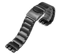 23mm Stainless Steel Watchband Solid Silver Black Compatible With Swatch Men Irony Big Size Watch Strap Folding buckle Bracelet Accessories(Black)