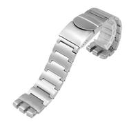 23mm Stainless Steel Watchband Solid Silver Black Compatible With Swatch Men Irony Big Size Watch Strap Folding buckle Bracelet Accessories(Silver)