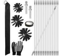 23Pcs Chimney Sweep Brush Kit with 15 Flexible Nylon Rods & 3 Brush Heads, Pipeline Flue Sweeping Tool Pipecleaner, Pipe Cleaners Tools Duct Dryer Vent Cleaner Set for Fireplace Sewage Pipes Fume Hood