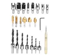 23Pcs Claw Type Chamfer Drill Bit Hex Set High Speed Steel Woodworking Cutter Chamfering Tool for Carpenters Woodworkers