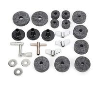 23PCS Cymbal Replacement Accessories, Cymbal Stand Felts, Drum Cymbal Felt Pads Include Wing Nuts, Washers, Cymbal Sleeves & Drum Key (Grey)