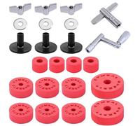 23Pcs Cymbal Replacement Accessories, Cymbal Stand Tubes, Drum Cymbal EVA Pads Include Wing Nuts, Washers, Cymbal Sleeves & Drum Key EVA Material (Red)