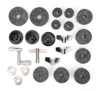 23PCS Cymbal Replacement Accessories, Stand Felts, Drum Felt Pads Include Wing Nuts, Washers, Sleeves & Key (Grey)