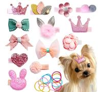 23Pcs Dog Hair Clips Small Dog Hair Bows Cute Pet Grooming Accessories Alligator Clips Stay In Hair Barrettes Flower Crown Hairpin Topknot Pet Headdress Dog Bowknot for Yorkie Puppy Maltese Girls Dogs