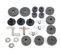 23Pcs Drum Felt Pad Kit, Cymbal Felt Washer Set with Wing Nuts and Sleeves, Non - Slip Percussion Accessories for Drum Cymbal Parts, Standard Sizes for Most Drum Kits (Grey)
