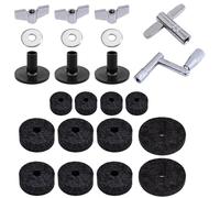 23PCS EVA Cymbal Stand Tubes Replacement Accessories, Drum Cymbal EVA Pads with Wing Nuts, Washers, Cymbal Sleeves & Drum Key (Black)