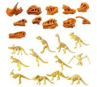 23pcs Mini Dinosaur Bones Realistic Dinosaur Head Skeleton Various Styles Fossils Stimulate Imagination Fossils, Skeleton Toy Set, as Dino Party Bag Fillers for Kids, Educational Classrooms Rewards