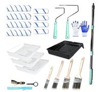 23PCS Paint Roller Kit with Adjustable Extension Pole, Paint Brushes Set for Professional Painting, Roller Cleaner, Nylon Roller Covers for Walls,Ceiling,Floors,Interior,Exterior Painting
