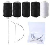 23Pcs Set Needle and Thread Kit, 5 Rolls of Durable Thread with 18 Assorted Needles, Professional Sewing Set for Hair Extensions, Wig Making, Leather Repair, and DIY Crafting