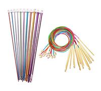 23Pcs Tunisian Crochet Hooks Set, 3.0-10mm Wood Crochet Hooks Weave Needles with Pipe + Assorted Color Aluminum Tunisian Afghan Knitting Needles Set 2mm to 8mm for Beginners Home Use
