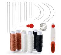 23Pcs Upholstery Repair Kit, Heavy Duty Needle and Nylon Thread Set, Curved Needles with Strong Sewing Thread for Leather Canvas Hand Stitching