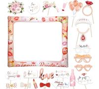 23Pcs Wedding Photo Booth Props Kit,Reusable Inflatable Hen Party Accessories,for Bridal Shower Decorations, Bachelorette Party Games Supplies for Bride-to-Be Wedding Parties