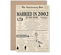 23rd Anniversary Card for Men Women - Newspaper Married in 2002 - Happy 23 Year Wedding Anniversary Card for Wife Companion Partner Husband, A5 Anniversaries Greeting Cards