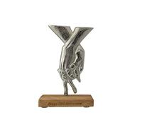 23rd Anniversary Holding Hands Decoration - Free Standing Rustic Metal & Wooden Decoration (hsshands23)