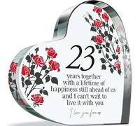 23rd Anniversary Plaque Gifts for Wife Husband - 23 Years Together - I Love You Forever Romantic Acrylic Heart Gift For Women Men, 100mm x 100mm Present For Couples Twenty-Third Anniversaries