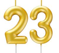 23rd Birthday Candle Gold - Number 23 Cake Candle, 3D Candle for 23rd Birthday/Anniversary Cake Decoration