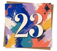 23rd Birthday Card, 23rd Birthday Card for Age 23, Colourful Paint Splash Number Design, Fun Modern