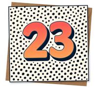 23rd Birthday Card, 23rd Birthday Card for Her or Him, Bold Retro Number Design with Polka Dot Pattern, Fun Age Greeting