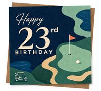 23rd Birthday Card, Bold Golf Course Scene and Flag | Celebrate a 23rd with bold “Happy 23rd Birthday” text, golf course artwork and flag on the green.