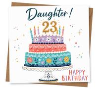 23rd Birthday Card for Daughter, Cake & Number 23 Candle