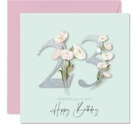 23rd Birthday Cards for Women - Fancy Floral Flowers - Happy Birthday Card for 23 Year Old Woman Granddaughter Sister Niece Cousin, 145mm Bday Greeting Cards