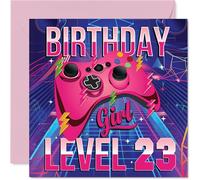 23rd Birthday Cards for Women - Gamer Level - Happy Birthday Card for 23 Year Old Woman Friend Granddaughter Colleague Niece, 145mm Bday Greeting Cards