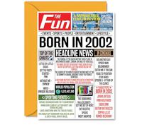 23rd Birthday Cards for Women Men - Born In 2002 Newspaper - Happy 23 Birthday Card for Daughter Son Cousin Vintage Retro Back In 2002, A5 Bday Greeting Cards