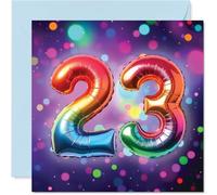 23rd Birthday Cards for Women Men - Rainbow Foil Balloon - Happy Birthday Card for 23 Year Old Woman Man Grandson Daughter Brother Niece, 145mm Bday Greeting Cards