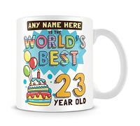 23rd Birthday Gift for Men - Personalised Mug/Cup - Add Name- Worlds Best Design - Blue