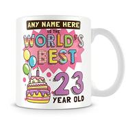 23rd Birthday Gift for Women - Personalised Mug/Cup - Add Name- Worlds Best Design - Pink