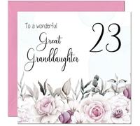 23rd Great Granddaughters Birthday Card - Floral Elegant Birthday Card for 23 Year old twenty three, twenty third