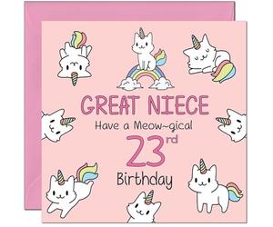 23rd Great Niece Birthday Card - Funny Cat Cute Great Niece's Birthday Card for 23 Year old twenty three, twenty third