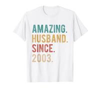 23rd Wedding Anniversary for Him Amazing Husband Since 2003 T-Shirt, Men, White, Large
