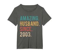23rd Wedding Anniversary for Him Amazing Husband Since 2003 T-Shirt, Women's Plus, Asphalt Grey, 4X