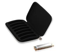 23x14.5x4cm/9.05x5.71x1.57inch Harmonica Storage Case, PU Leather Black Harmonica Zippered Carrying Case Storage Bag for 7 Harmonicas Lee Oskar, Marine Band, Swan Instruments