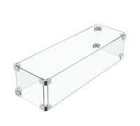23x7x5.5 Fire Pit Glass Flame Wind Guard,Thick Tempered Glass Rectanglar FirePit Flame Shield with Aluminium Clips,Clear Wind Gaurd Fence for Patio Fire Table